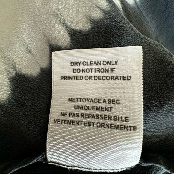 Joie 100% Silk Blouse Gray Black Pullover Bat Wing Sleeves SZ M - Picture 11 of 12